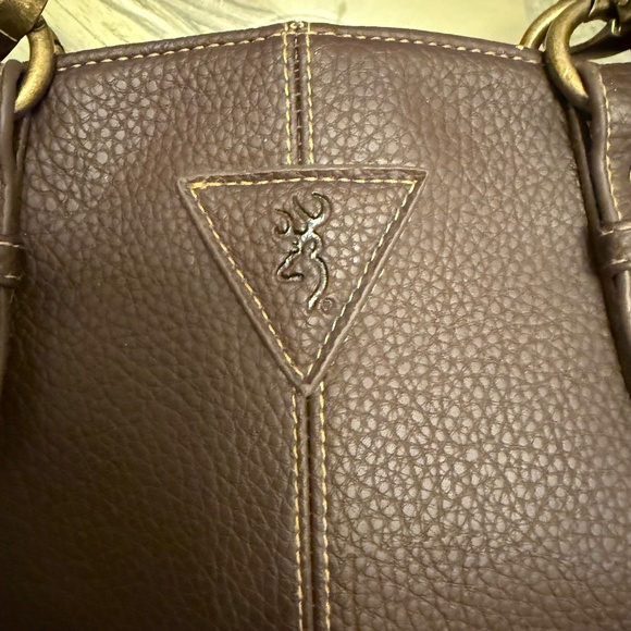 Browning Concealed Carry Purse Brown Leather 14” X 15” X 6” Camo Inside NWT - Picture 12 of 13